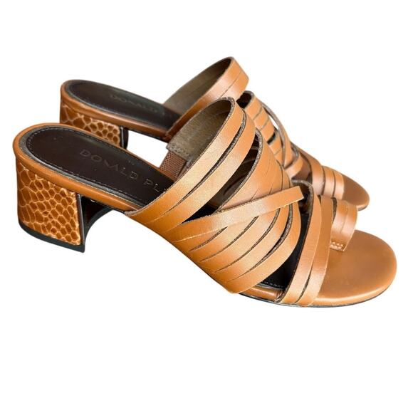Donald Pliner Strappy Leather Slides with Reptile Embossed Block Heels size 6 - Picture 10 of 16